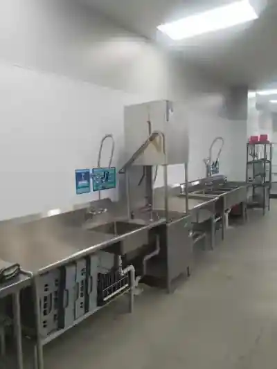 Commercial wash station and sinks inside Five Star Food Stop